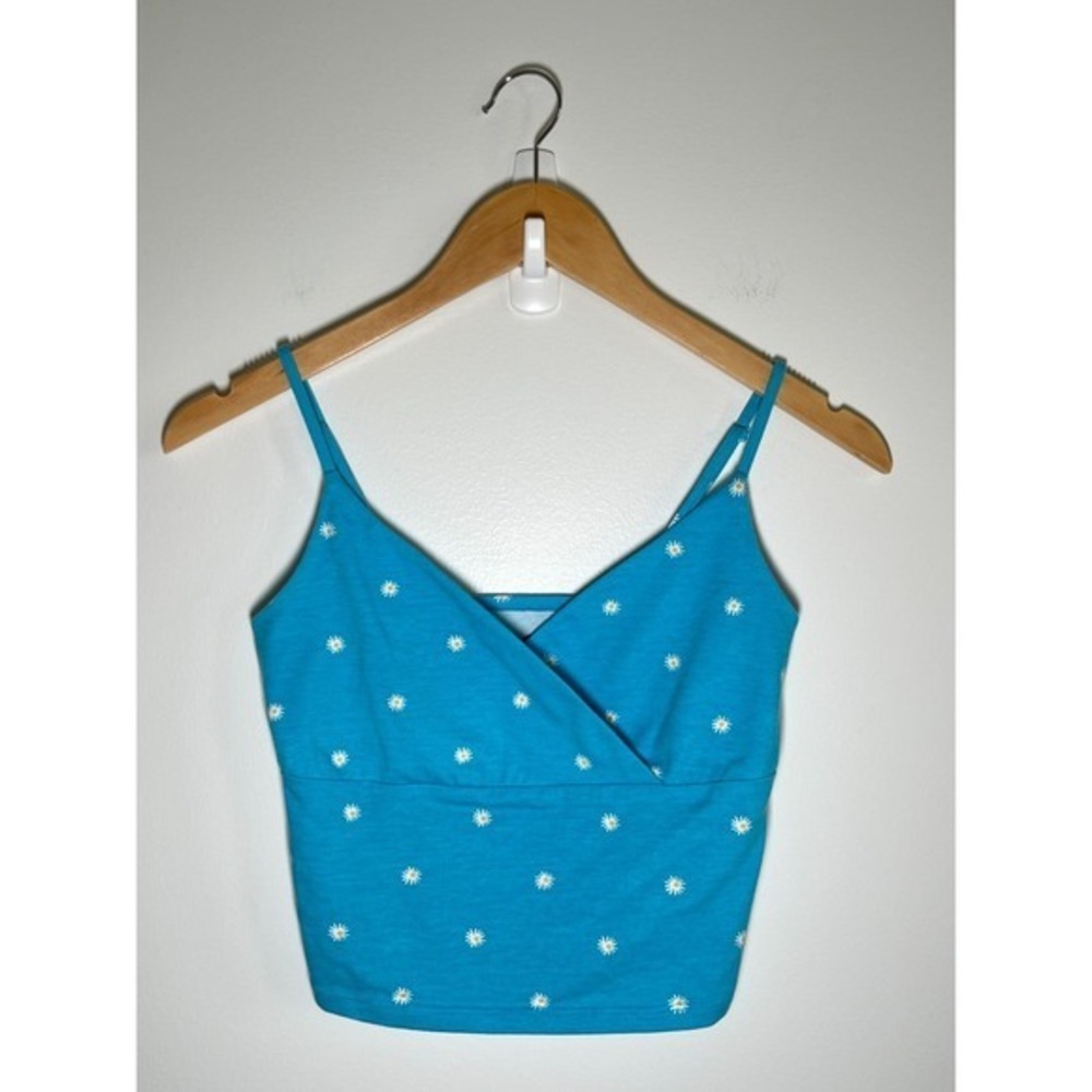 Y2K Babydoll Tank Top Daisy Print Fairy Festival Womens Small Blue